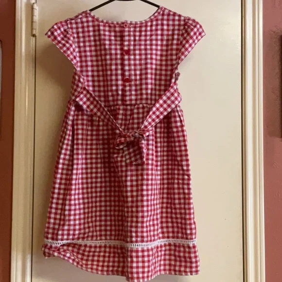 Red Gingham Casual Sundress with Flutter Cap Sleeves - Picture 3 of 5